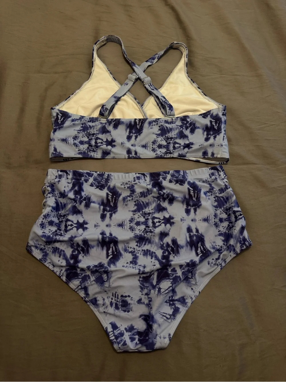 Amazon Blue Tie-Dye High-Waist Bikini Set